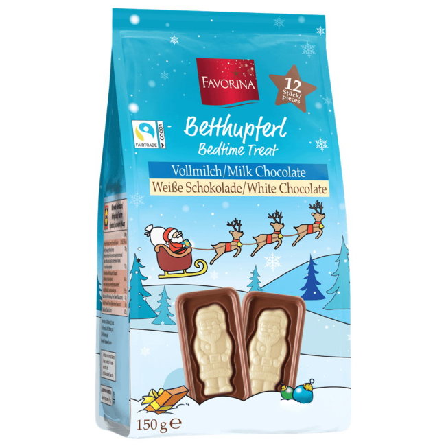 Фигурки Санта-Клауса из молочного и белого шоколада Favorina 150 гр