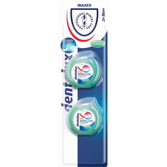 Вощёная зубная нить со фтором и вкусом мяты Dentalux 2 шт х 80 м