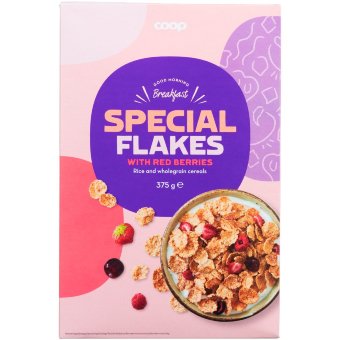Хлопья из риса и цельного зерна с ягодами Coop 375 гр Хлопья из риса и цельного зерна с ягодами Coop 375 гр