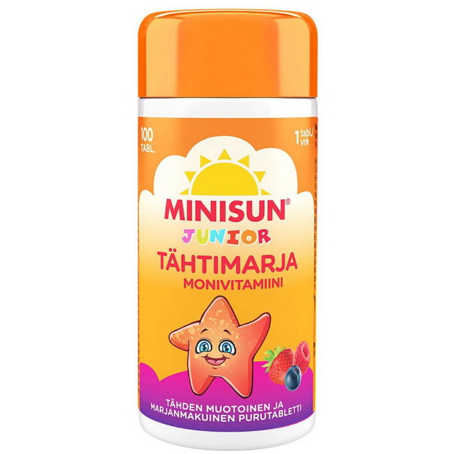 Мультивитаминный комплекс (клубника, малина, черника) для детей Minisun JUNIOR 100 шт