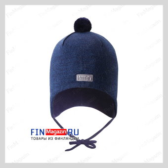 Шапка Lassie 718733 (синяя с помпоном), размер XS, 44-46 см