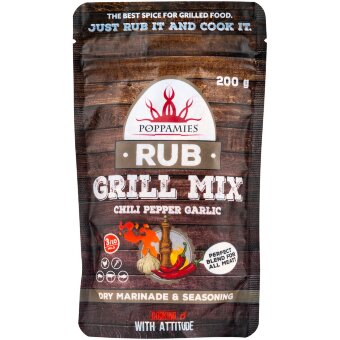 Смесь для гриля Poppamies Rub Grill Mix с чили, перцем и чесноком 200 гр
