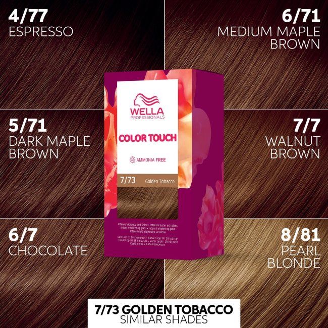 Пигмент для волос Wella Professionals Color Touch Brown Golden Tobacco 7/73 130 мл Пигмент для волос Wella Professionals Color Touch Brown Golden Tobacco 7/73 130 мл