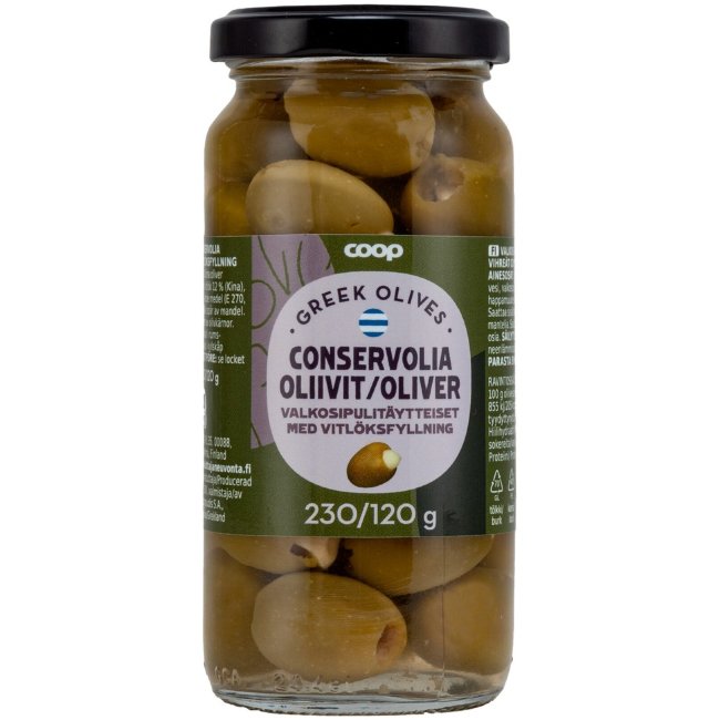 Оливки зеленые Coop с чесночной начинкой 240 гр