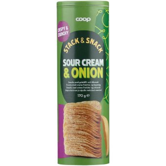 Чипсы со вкусом сметаны и лука Coop в тубе 170 гр Чипсы со вкусом сметаны и лука Coop в тубе 170 гр