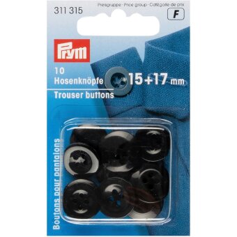 Черные брючные кнопки Prym 15-17 мм 10 шт