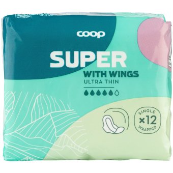 Ультратонкие прокладки с крылышками Coop 12 шт Ультратонкие прокладки с крылышками Coop 12 шт