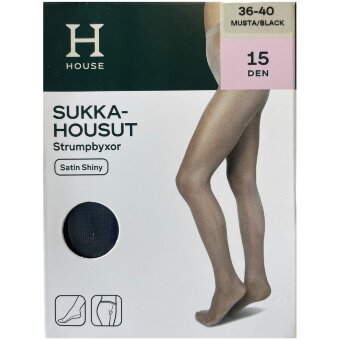 Блестящие колготки House Satin Shiny 15 den черные, размер 44-48