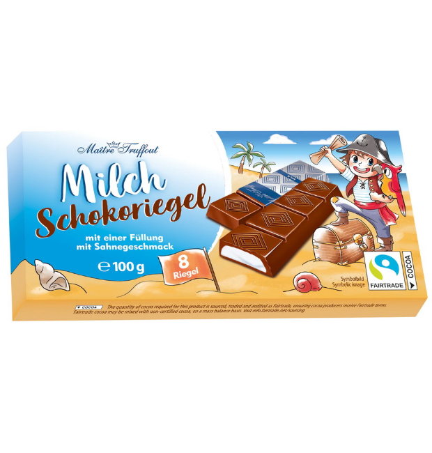 Молочный шоколад Maître Truffout (kids синие) с молочным кремом 8x12,5 гр