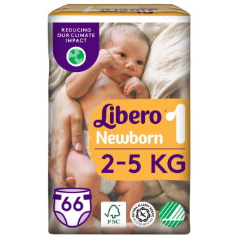 Подгузники Libero Newborn 1, 2-5 кг, 66 шт.