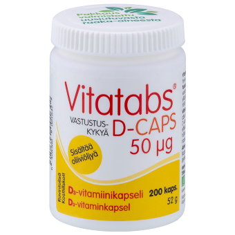 Витамин Д на оливковом масле Vitatabs D-Caps 50 мкг Hankintatukku 200 капс