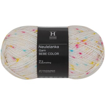 Пряжа House garn Bebe Color 50 гр радуга, белая 31375