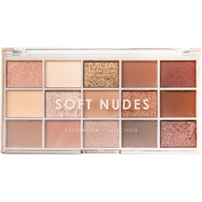 Палетка теней для век MUA Make Up Academy 15 оттенков 12 гр soft nudes