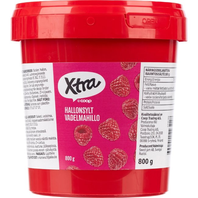 Варенье Xtra малина 800 гр