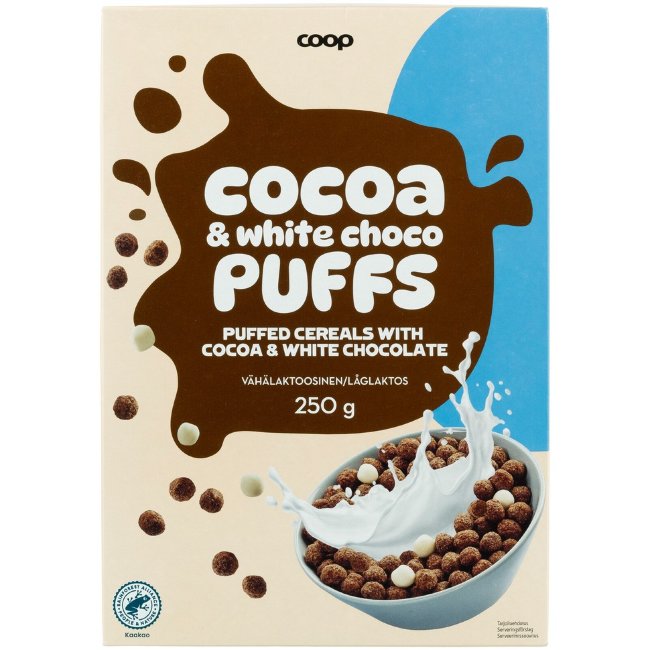 Рисовые шарики Coop (белый шоколад, какао) 250 гр
