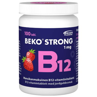 Витамин B12 1 мг усиленный клубничный BEKO STRONG 100 таблеток, Orion Витамин B12 1 мг усиленный клубничный BEKO STRONG 100 таблеток, Orion