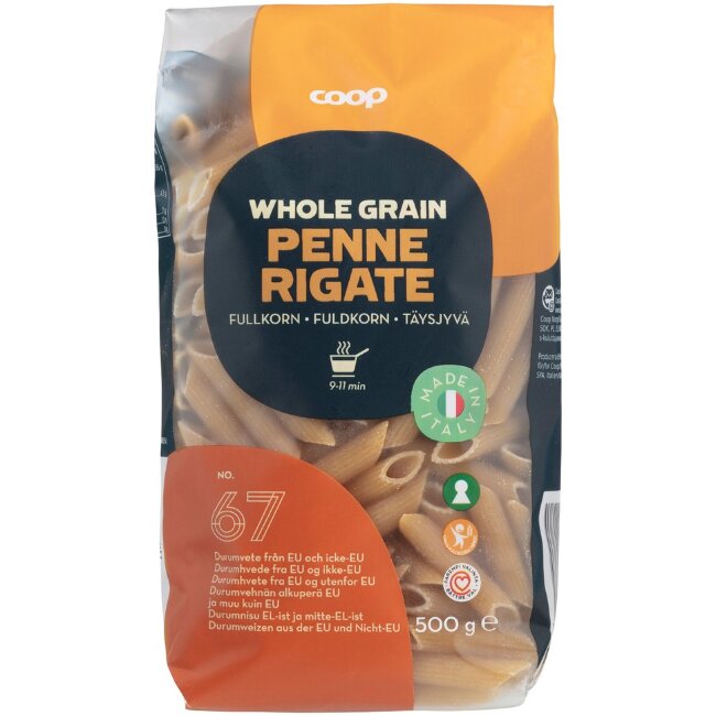 Макароны Coop Penne Rigate из цельнозерновой муки 500 гр Макароны Coop Penne Rigate из цельнозерновой муки 500 гр