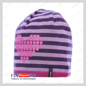 Шапка Lassie (фиолетовая, с сердцем) размер M, 50-52 см