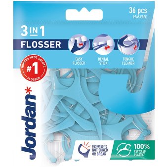 Зубная нить с пластиковым держателем Jordan 3in1 36шт.