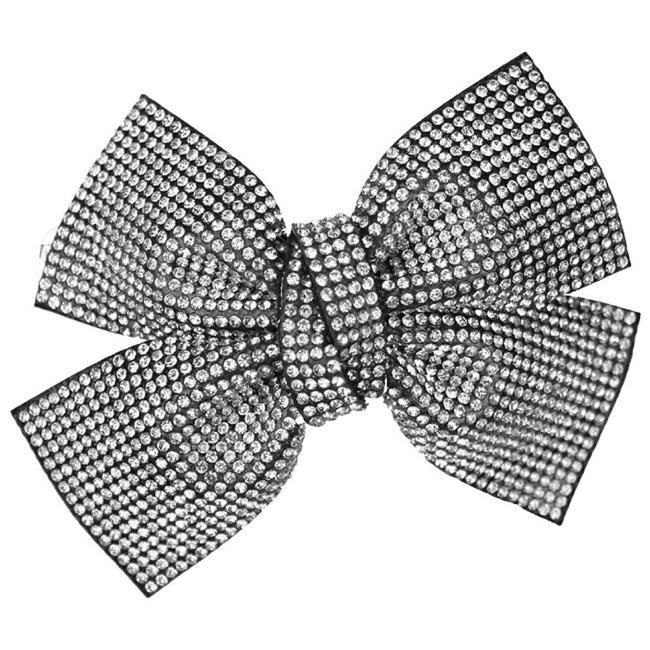 Заколка-бантик Accessories with Style со стразами серебристого цвета 11 см