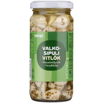 Чеснок Coop в пряном масле 220/140 гр Чеснок Coop в пряном масле 220/140 гр