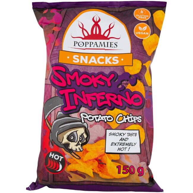 Картофельные чипсы Poppamies Snacks Smoky Inferno с ароматом хабанеро 150 гр