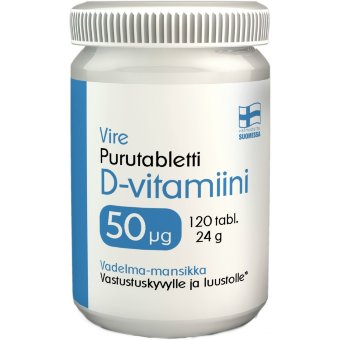 Витамин D3 50 мкг Vire со вкусом малины и клубники 120 жевательных таблеток