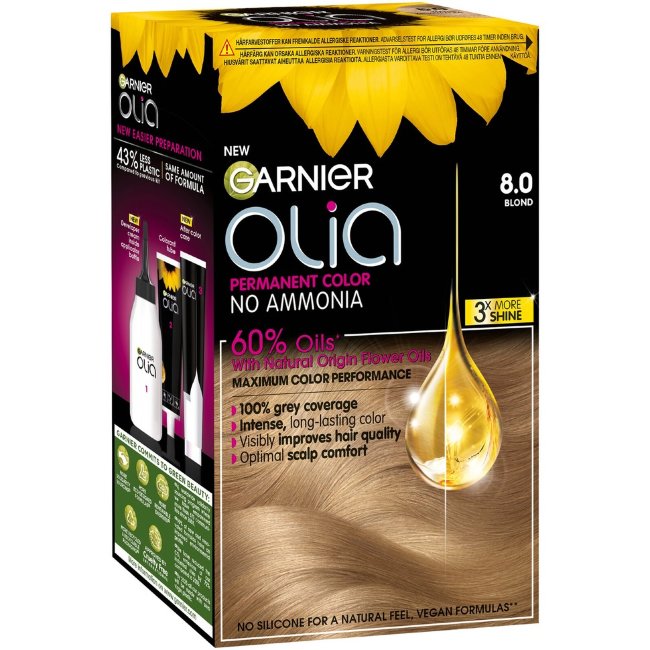 Постоянная краска для волос Garnier Olia 8.0 блонд 174 мл