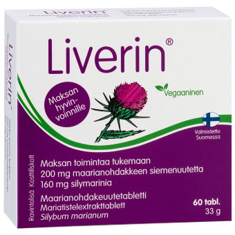 Препарат с силимарином 160 мг для поддержки функции печени Liverin 60 таблеток Hankintatukku Препарат с силимарином 160 мг для поддержки функции печени Liverin 60 таблеток Hankintatukku