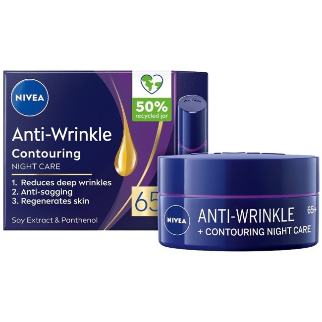 Ночной крем для контура лица и против морщин NIVEA Anti-Wrinkle Contouring 65+ 50 мл