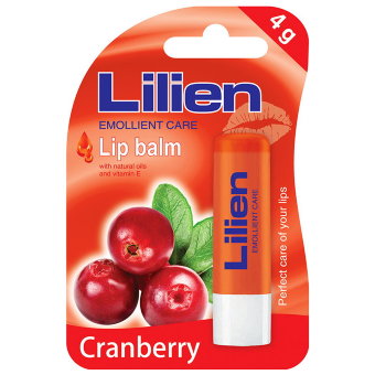Бальзам для губ с натуральными маслами и витамином Е (Брусника) Lilien 4 гр