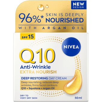 Дневной крем NIVEA Q10 Anti-Wrinkle Extra Nourish с глубоким восстановлением SPF 15 50 мл
