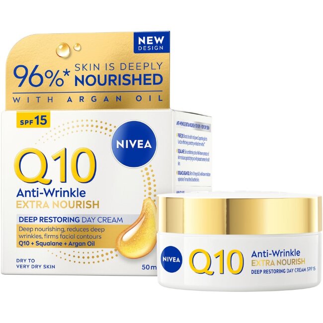 Дневной крем NIVEA Q10 Anti-Wrinkle Extra Nourish с глубоким восстановлением SPF 15 50 мл