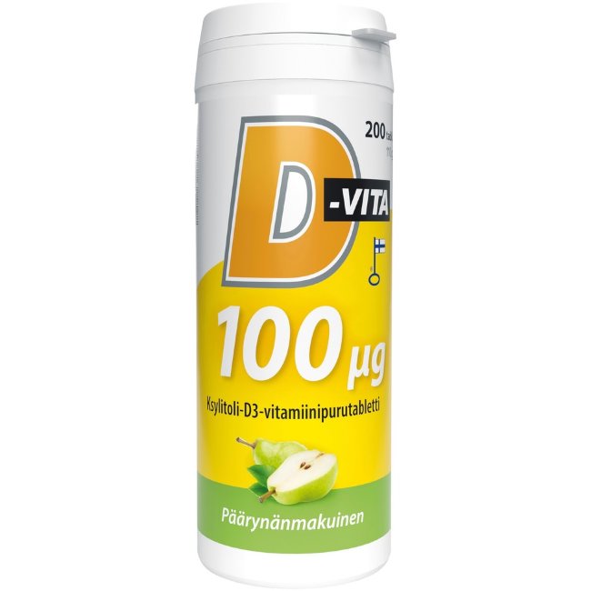 Жевательные таблетки D-Vita D-витамин 100 мкг со вкусом груши 200 шт Vitabalans