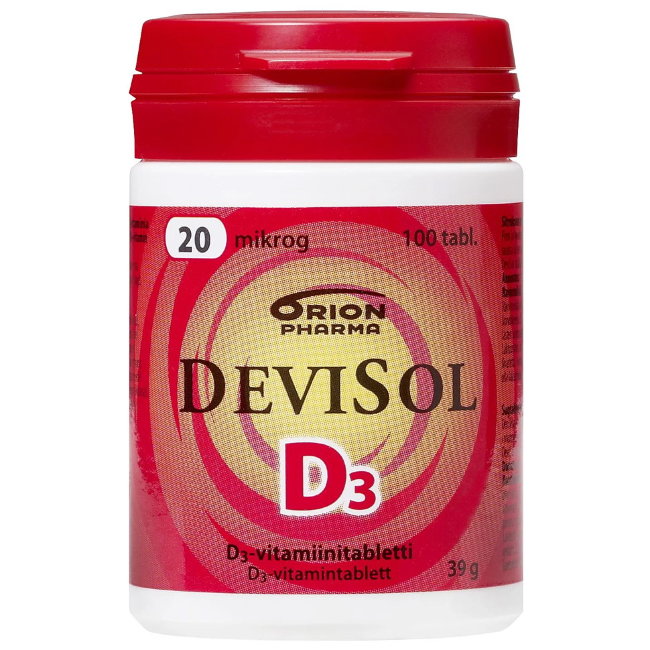 Витамины D3 20 мкг D3-Vitamiini 100 табл Devisol