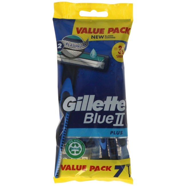 Одноразовые бритвенные станки Gillette Blue 2 (уп 7 шт) Plus