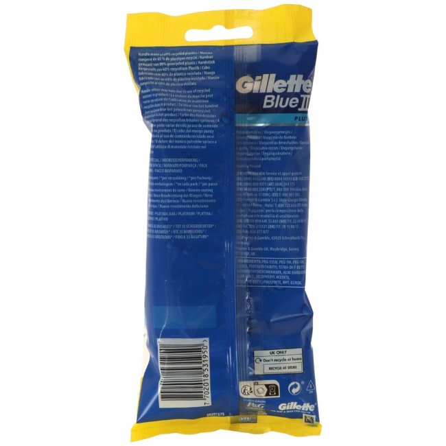 Одноразовые бритвенные станки Gillette Blue 2 (уп 7 шт) Plus