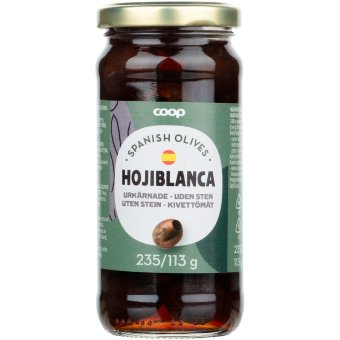 Испанские оливки без косточки Coop (черные) 235 гр