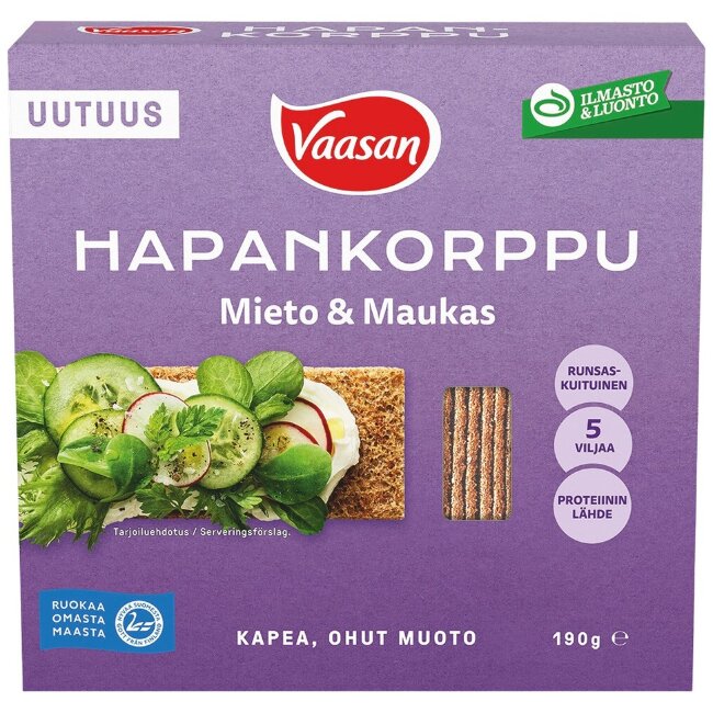 Хрустящий хлеб Vaasan Hapankorppu мягкий и вкусный 190 гр