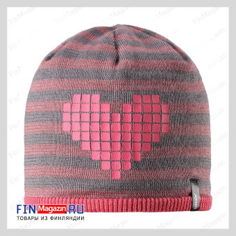 Шапка Lassie (розовая, с сердцем) размер S, 46-48 см