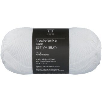 Пряжа House garn bambuviskos-bomull Estiva Silky 100 гр белая 208