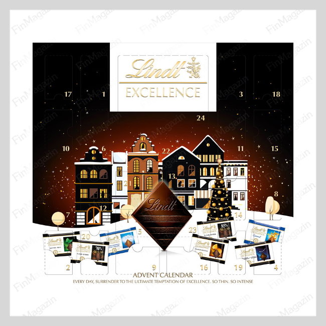 Большой Адвент-календарь Lindt EXCELLENCE с молоком и темным шоколадом 148 гр