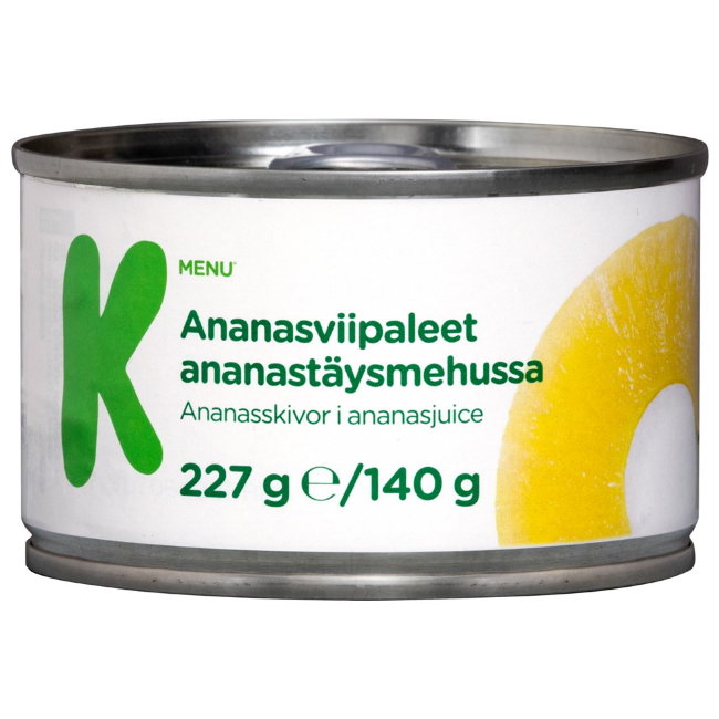 Кольца ананасов в собственном соку K-Menu 227/140г