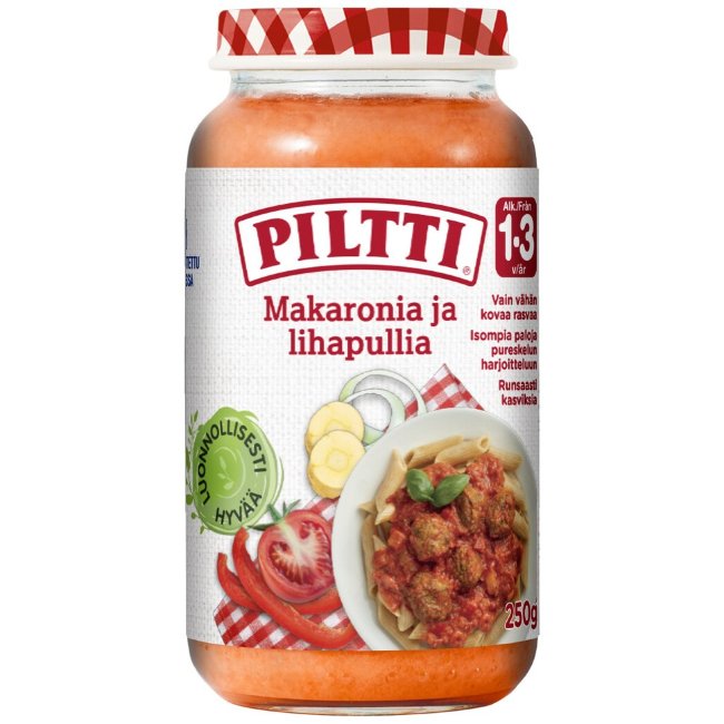 Piltti Taapero макароны с фрикадельками, 1-3 года 250 гр