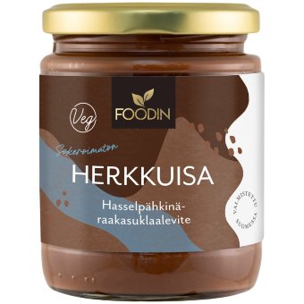 Натуральная паста с лесным орехом и шоколадом Foodin Herkkuisa без сахара 230 гр