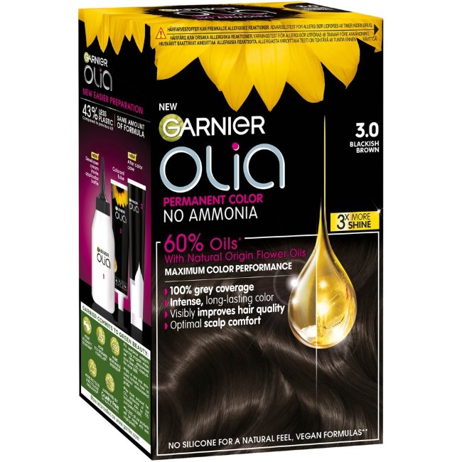 Стойкая краска для волос Garnier Olia 3.0 Soft Black 174 мл Стойкая краска для волос Garnier Olia 3.0 Soft Black 174 мл