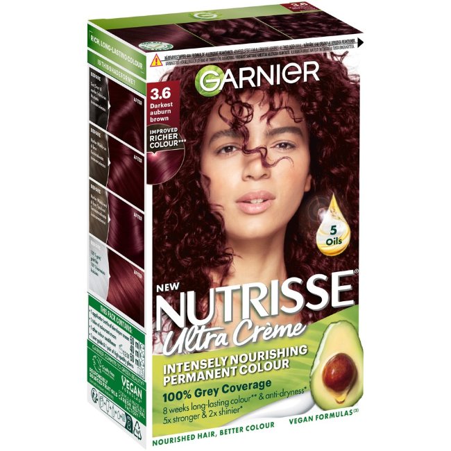 Краска для волос Garnier Nutrisse Ultra Creme 3.6 Темно киноварно-коричневый стойкая 1 шт