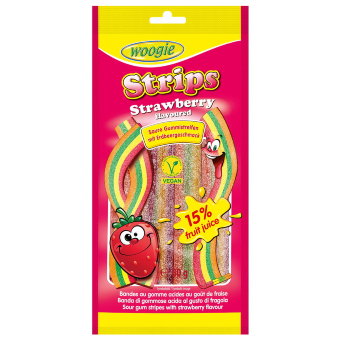 Мармеладные пластинки Woogie (клубничные кислые) 80 гр