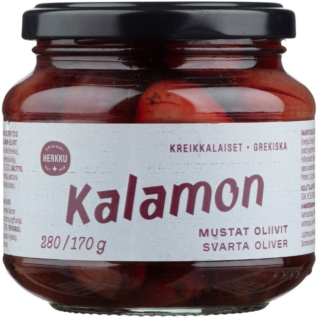Греческие черные маслины Kalamon 280 гр / 170 гр