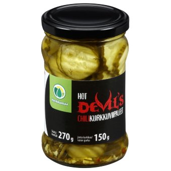 Кисло-сладкие острые ломтики огурцов Herkkumaa Devil's 270/150 гр